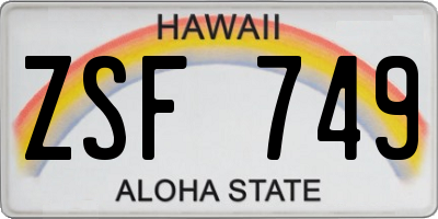 HI license plate ZSF749