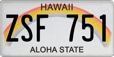 HI license plate ZSF751