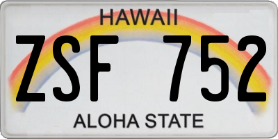 HI license plate ZSF752