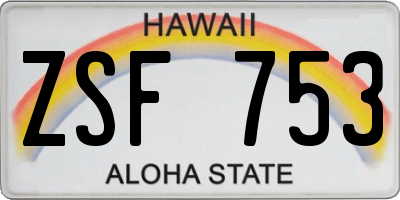 HI license plate ZSF753