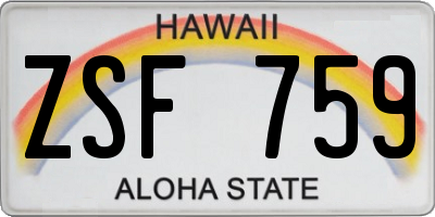 HI license plate ZSF759
