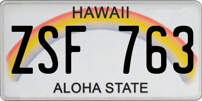 HI license plate ZSF763