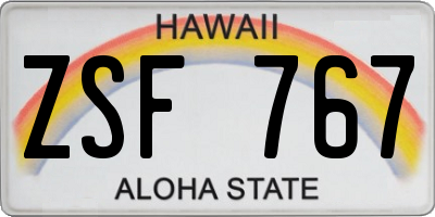 HI license plate ZSF767
