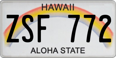 HI license plate ZSF772