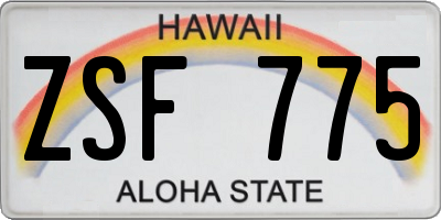 HI license plate ZSF775