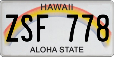 HI license plate ZSF778
