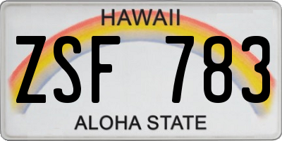 HI license plate ZSF783