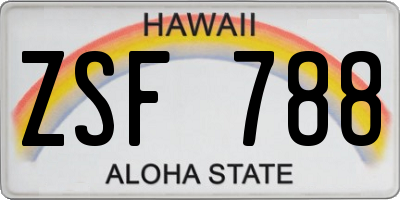 HI license plate ZSF788
