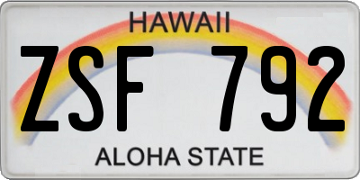 HI license plate ZSF792