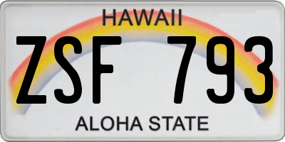 HI license plate ZSF793