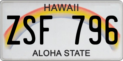 HI license plate ZSF796