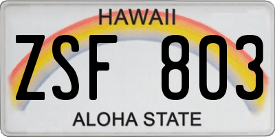 HI license plate ZSF803