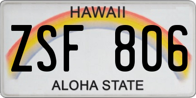 HI license plate ZSF806