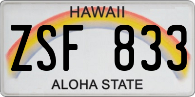 HI license plate ZSF833
