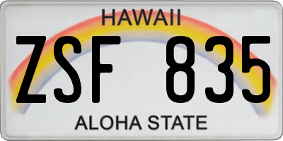 HI license plate ZSF835