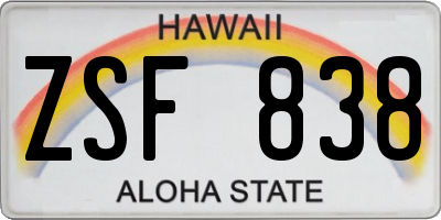 HI license plate ZSF838