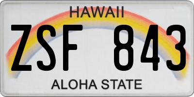 HI license plate ZSF843