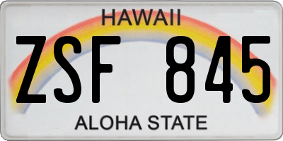 HI license plate ZSF845