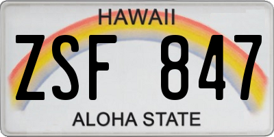 HI license plate ZSF847