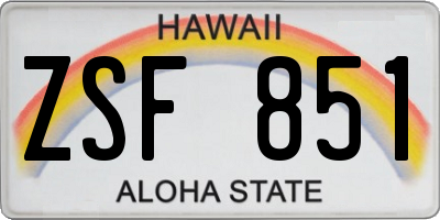 HI license plate ZSF851