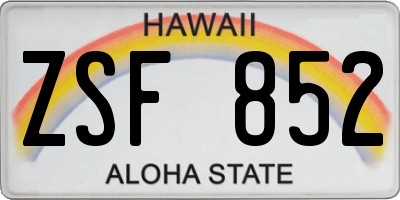 HI license plate ZSF852