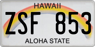 HI license plate ZSF853