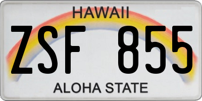 HI license plate ZSF855