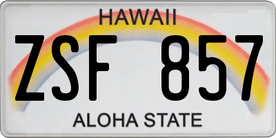 HI license plate ZSF857
