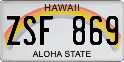 HI license plate ZSF869