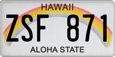HI license plate ZSF871