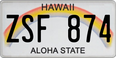 HI license plate ZSF874