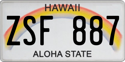 HI license plate ZSF887