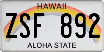 HI license plate ZSF892