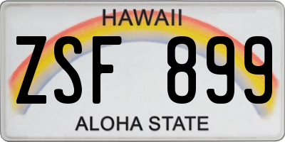 HI license plate ZSF899