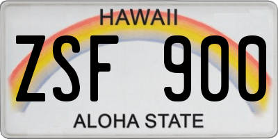 HI license plate ZSF900