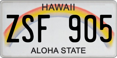 HI license plate ZSF905