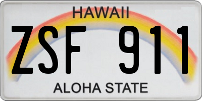 HI license plate ZSF911