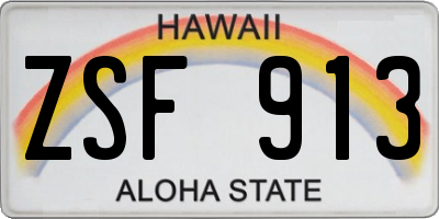 HI license plate ZSF913