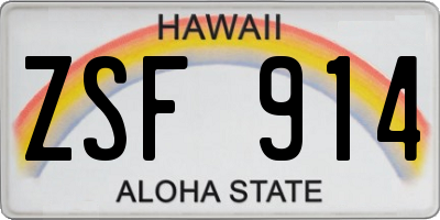 HI license plate ZSF914