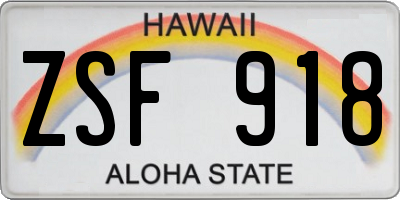 HI license plate ZSF918