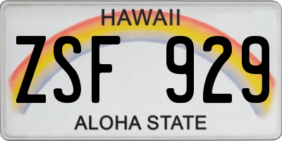 HI license plate ZSF929