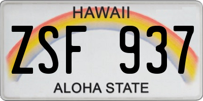 HI license plate ZSF937