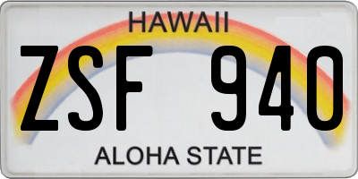 HI license plate ZSF940