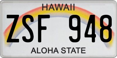 HI license plate ZSF948