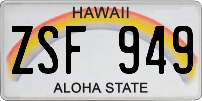 HI license plate ZSF949