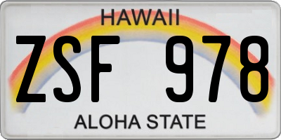 HI license plate ZSF978