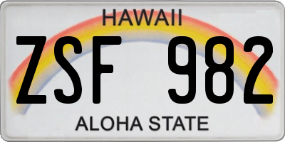 HI license plate ZSF982