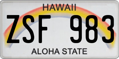 HI license plate ZSF983