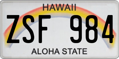 HI license plate ZSF984