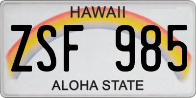 HI license plate ZSF985